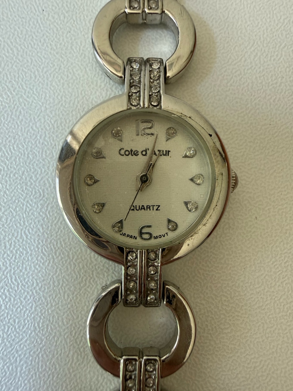Silver-Tone Crystal Accent Women's Quartz Watch